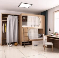 Giường Tầng Gỗ MDF Vân Gỗ Kết Hợp Tủ Quần Áo - Xưởng Gỗ TTP - GTM002