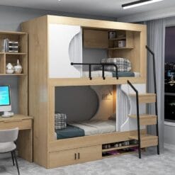 Giường Tầng Gỗ Công Nghiệp Màu Vân Gỗ - Xưởng Gỗ TTP - GTM003