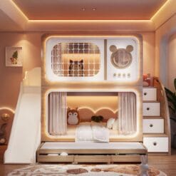 Giường Tầng Trẻ Em Gỗ MDF Melamine Thiết Kế Độc Đáo GTK001 - Xưởng Gỗ TTP