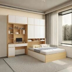 Giường Gỗ Công Nghiệp Kết Hợp Bàn Học Tích Hợp Tủ - Xưởng Gỗ TTP - GPN004