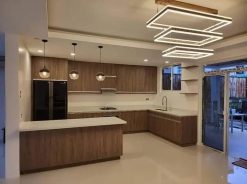 Tủ Bếp Gỗ Công Nghiệp Vân Gỗ Óc Chó - Xưởng Gỗ TTP - TBHD50917