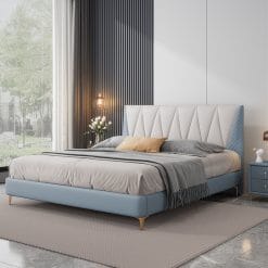 Giường Bọc Vải Hiện Đại Đầu Chevron 2 Màu - GBV002