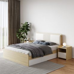 Giường Gỗ Công Nghiệp Kèm Tủ Đầu Giường - Xưởng Gỗ TTP - GCN006