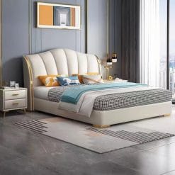 Giường Bọc Vải Shell Crown Viền Vàng GBV004 | TTP